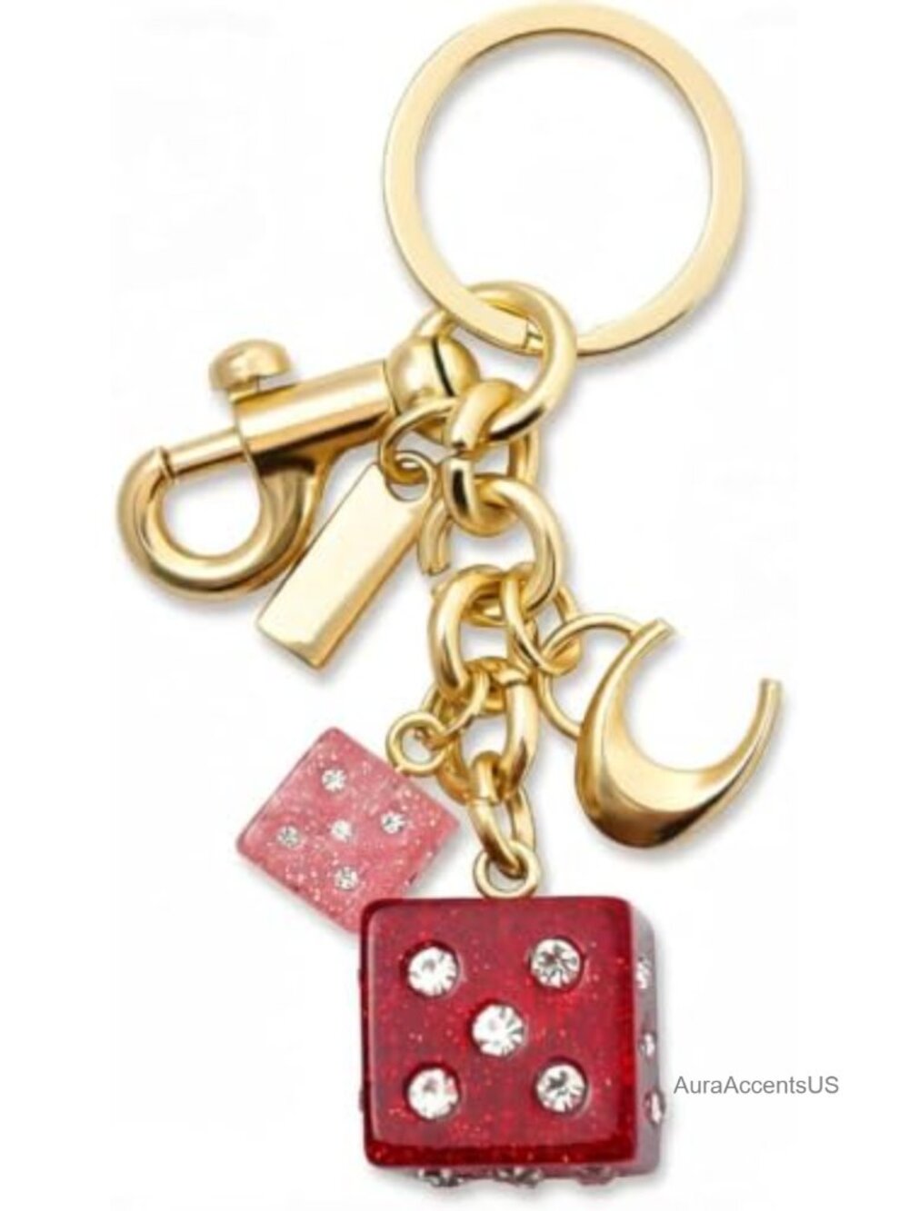 Vintage Gold Metal Bag Charm Keychain Purse Chain Handbag Accessory Women Gift